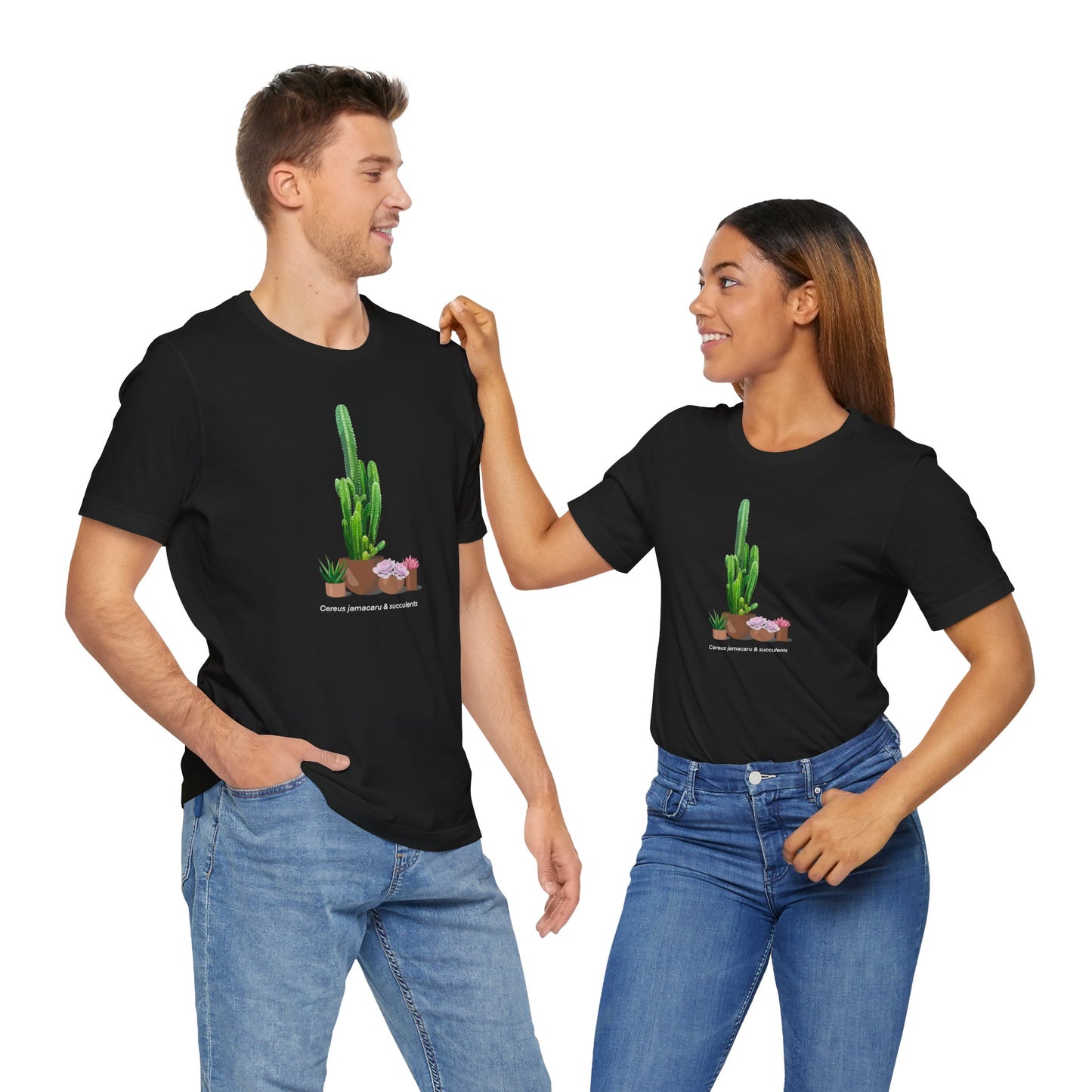 Cactus Jamacaru and Succulents Lover T-Shirt - Black