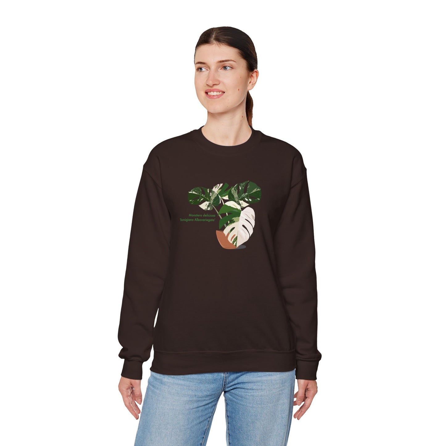 Monstera Deliciosa Borsigiana Albovariegata Plant Lover Crewneck Sweatshirt