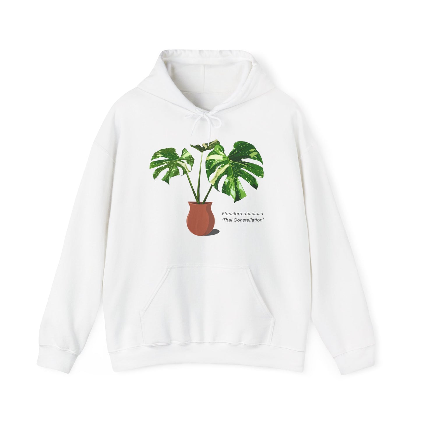 Monstera Deliciosa 'Thai Constellation' Plant Hoodie - White