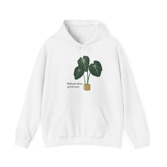 Philodendron Gloriosum Plant Hoodie - White