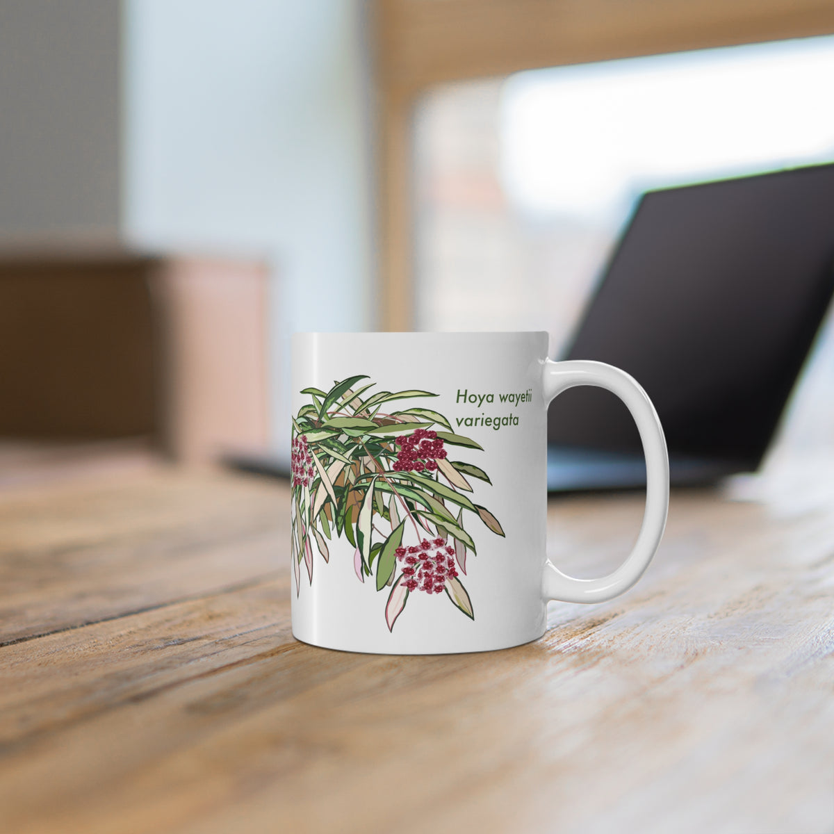 Blooming Hoya Wayettii Plant Lover Mug - White
