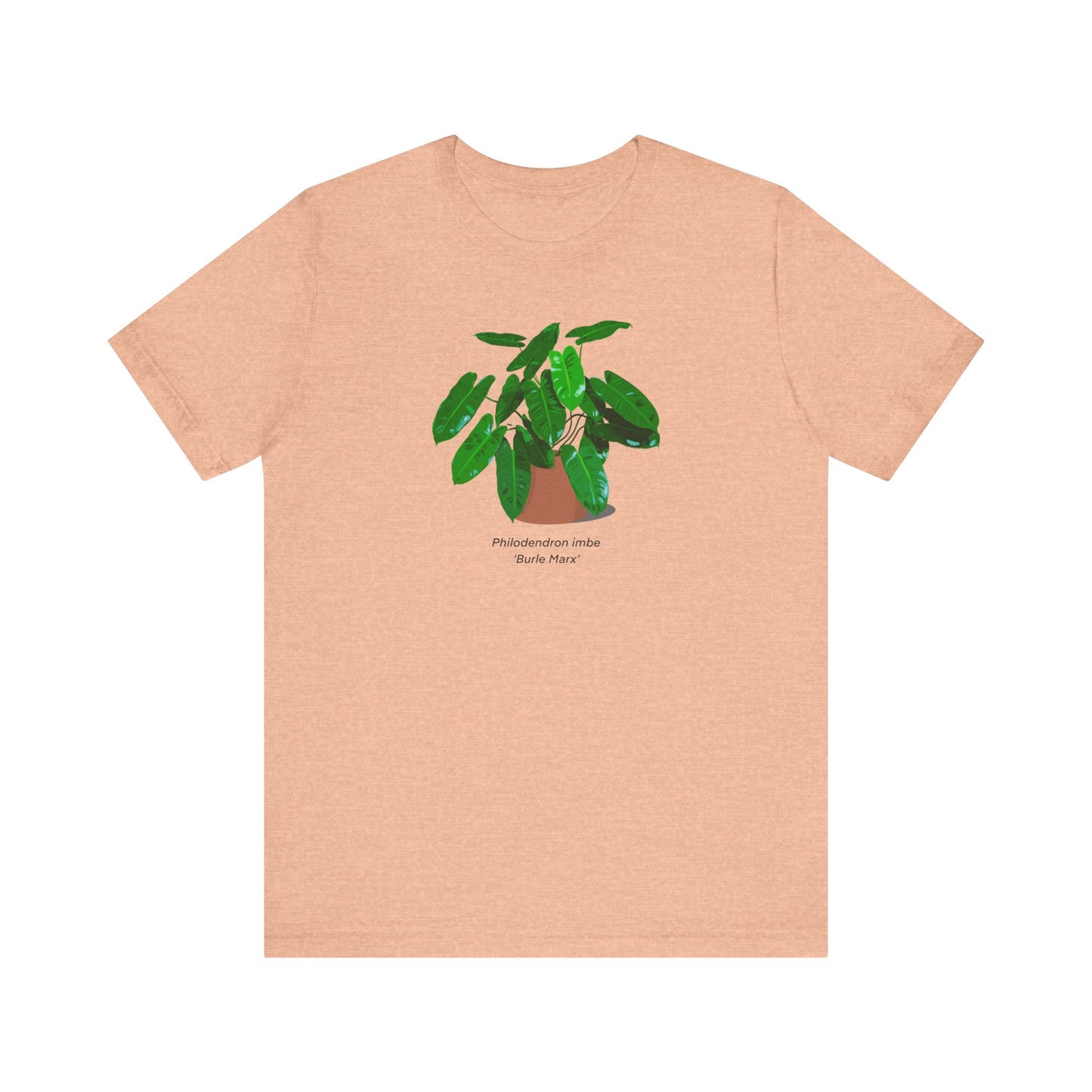 Philodendron Imbe 'Burle Marx' Plant Lover T-Shirt - Heather Peach