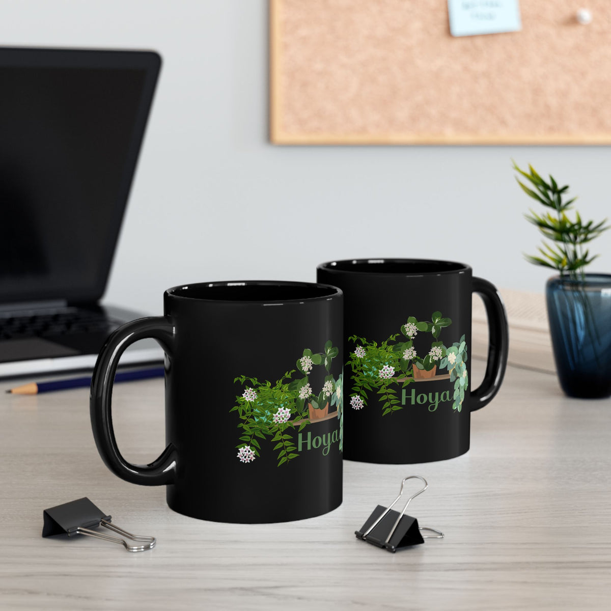 Hoya Lacunosa, Bella, & Australis Trio Plant Lover Mug - Black