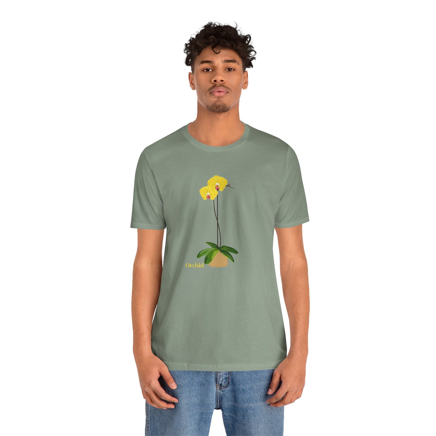 Yellow Orchid T-Shirt for Plant and Flower Lovers - White, Natural, Black, Sage