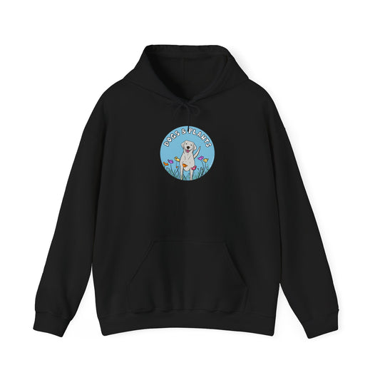 Dogs & Plants Hoodie for White Labrador & Plant Lovers - Black