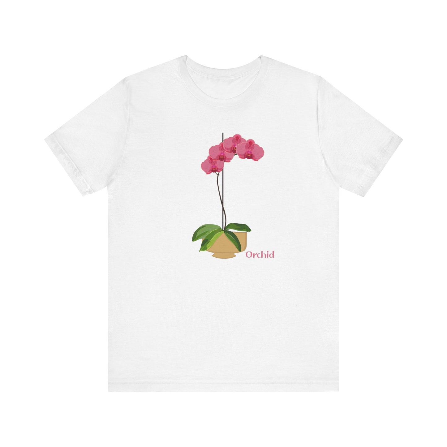Pink Orchid T-Shirt for Plant and Flower Lovers - White, Tan, Mauve, Green or Blue