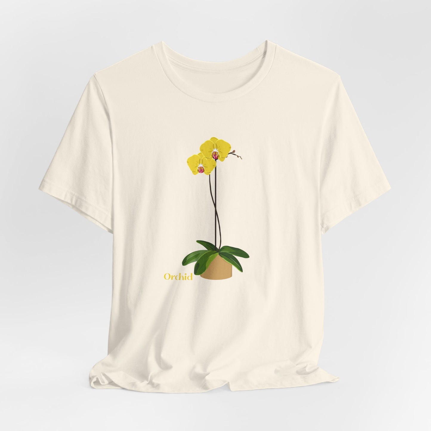 Yellow Orchid T-Shirt for Plant and Flower Lovers - White, Natural, Black, Sage