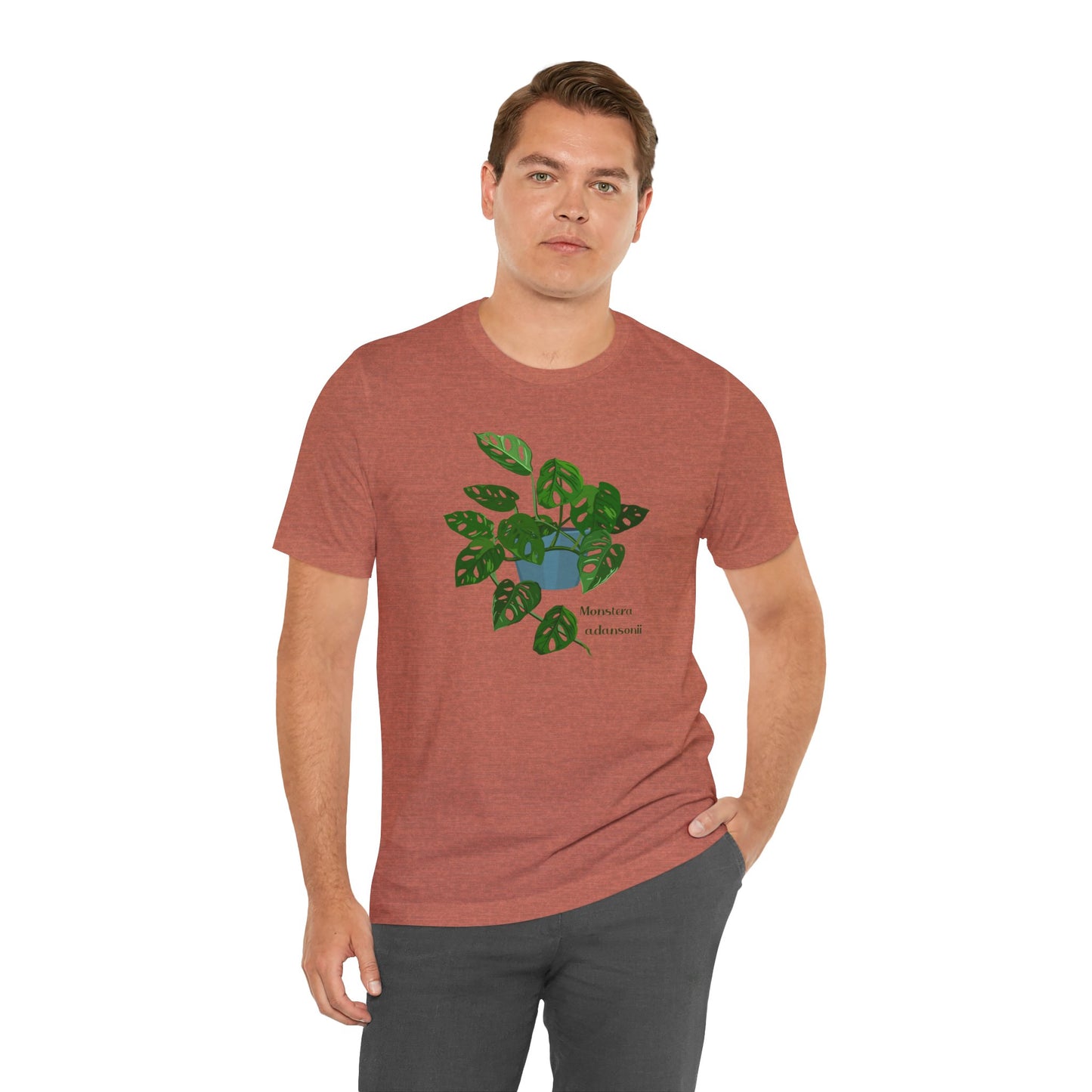 Monstera Adansonii Plant Lover T-Shirt - Heather Clay