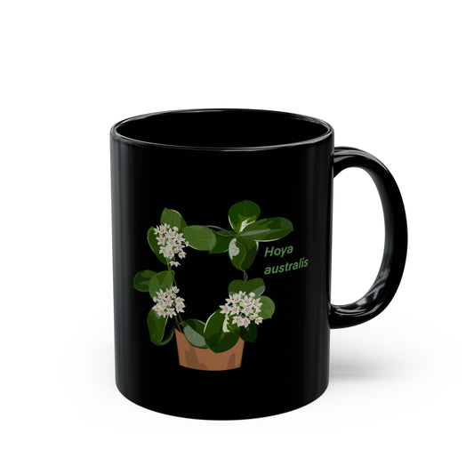 Blooming Hoya Australis Plant Lover Mug - Black