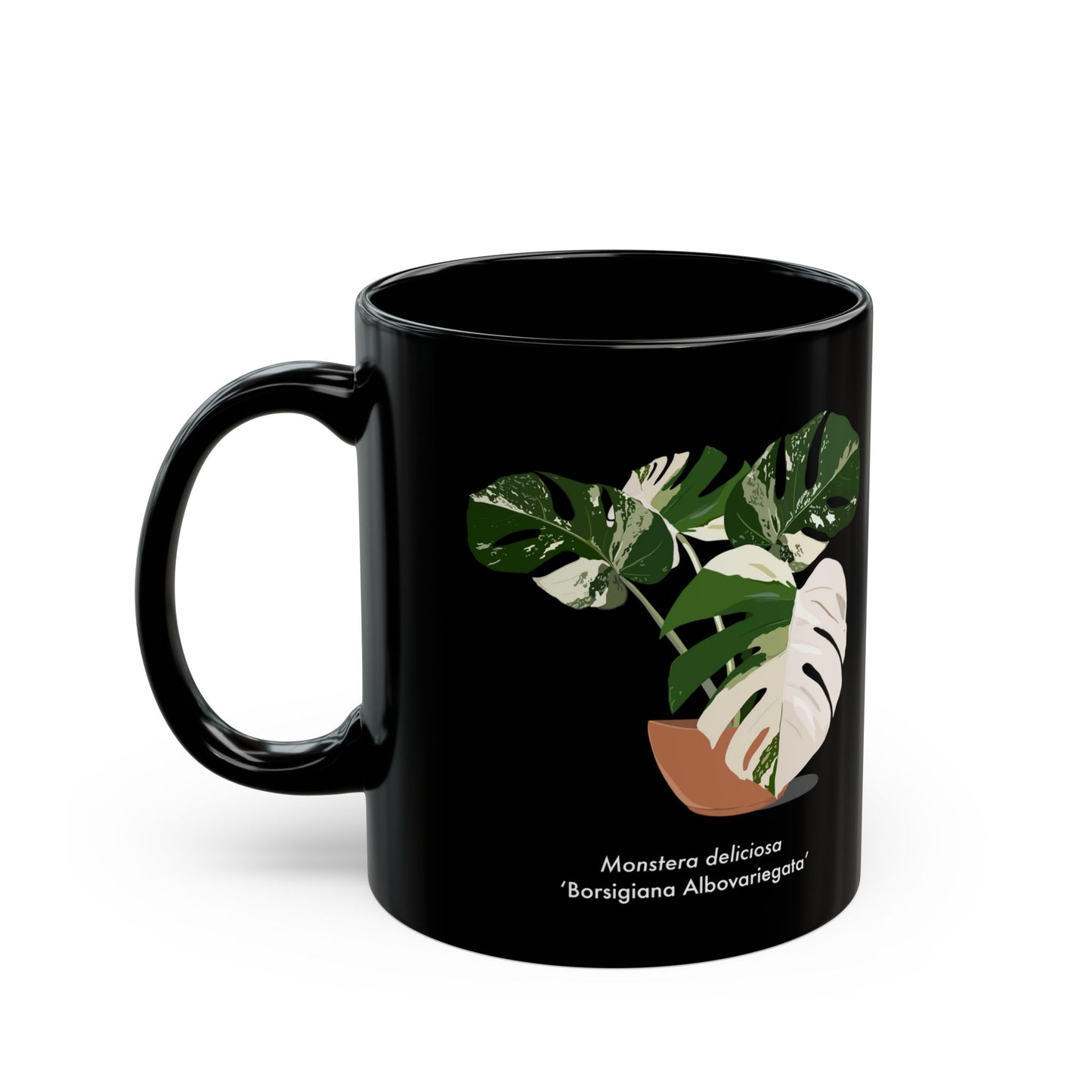 Monstera Deliciosa Borsigiana Albovariegata Plant Lover Mug - Black