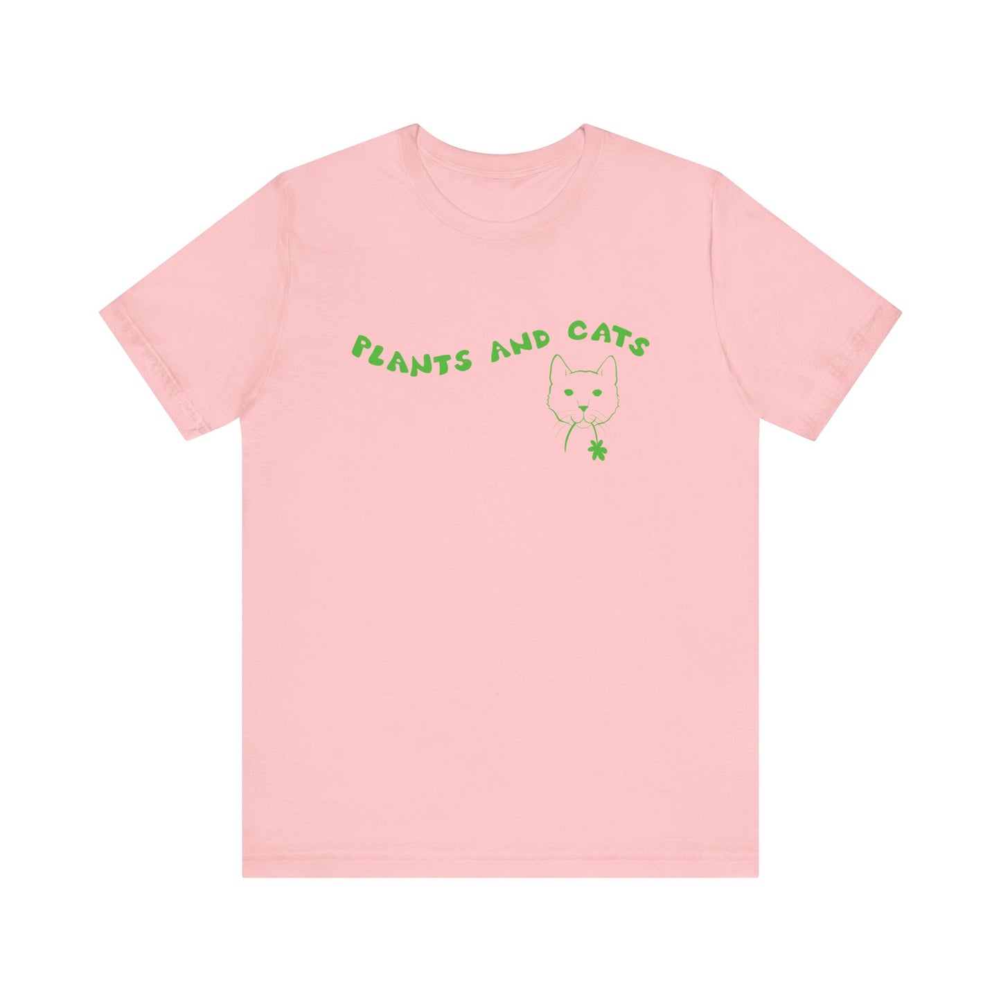 Plants and Cats Lover T-Shirt - White, Natural, Black, Pink