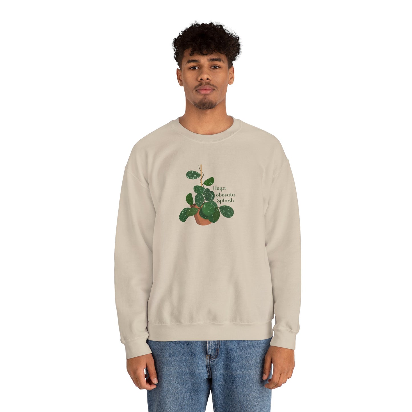 Hoya Obovata Splash Plant Lover Crewneck Sweatshirt - Beige