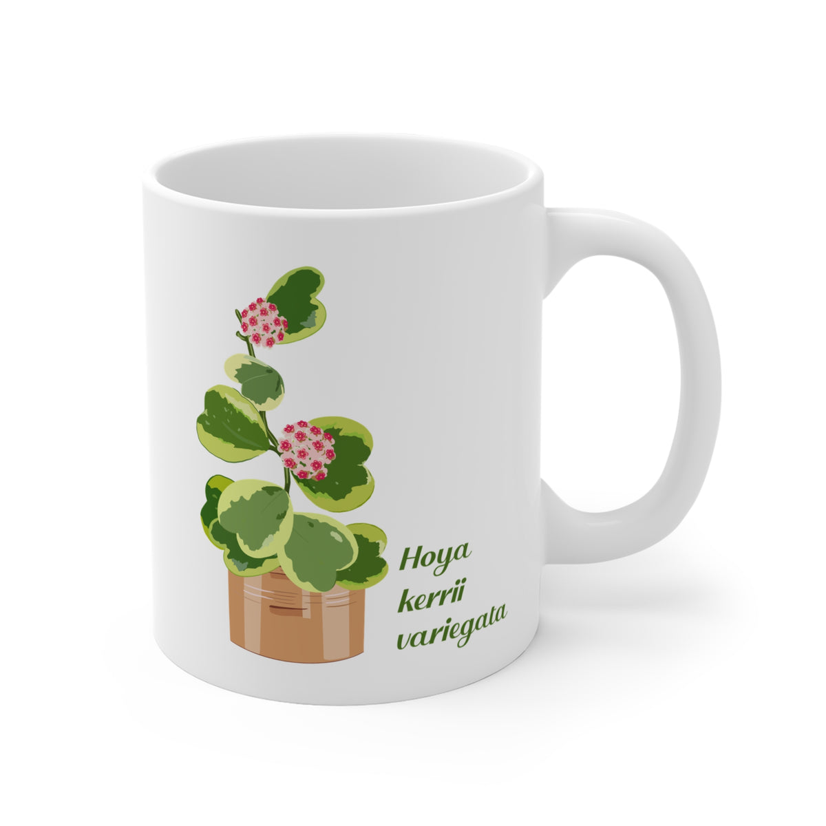 Blooming Hoya Kerrii Variegata Plant Lover Mug - White