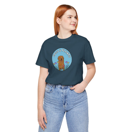 Dogs & Plants T-Shirt for Golden Retriever & Plant Lovers - Deep Teal