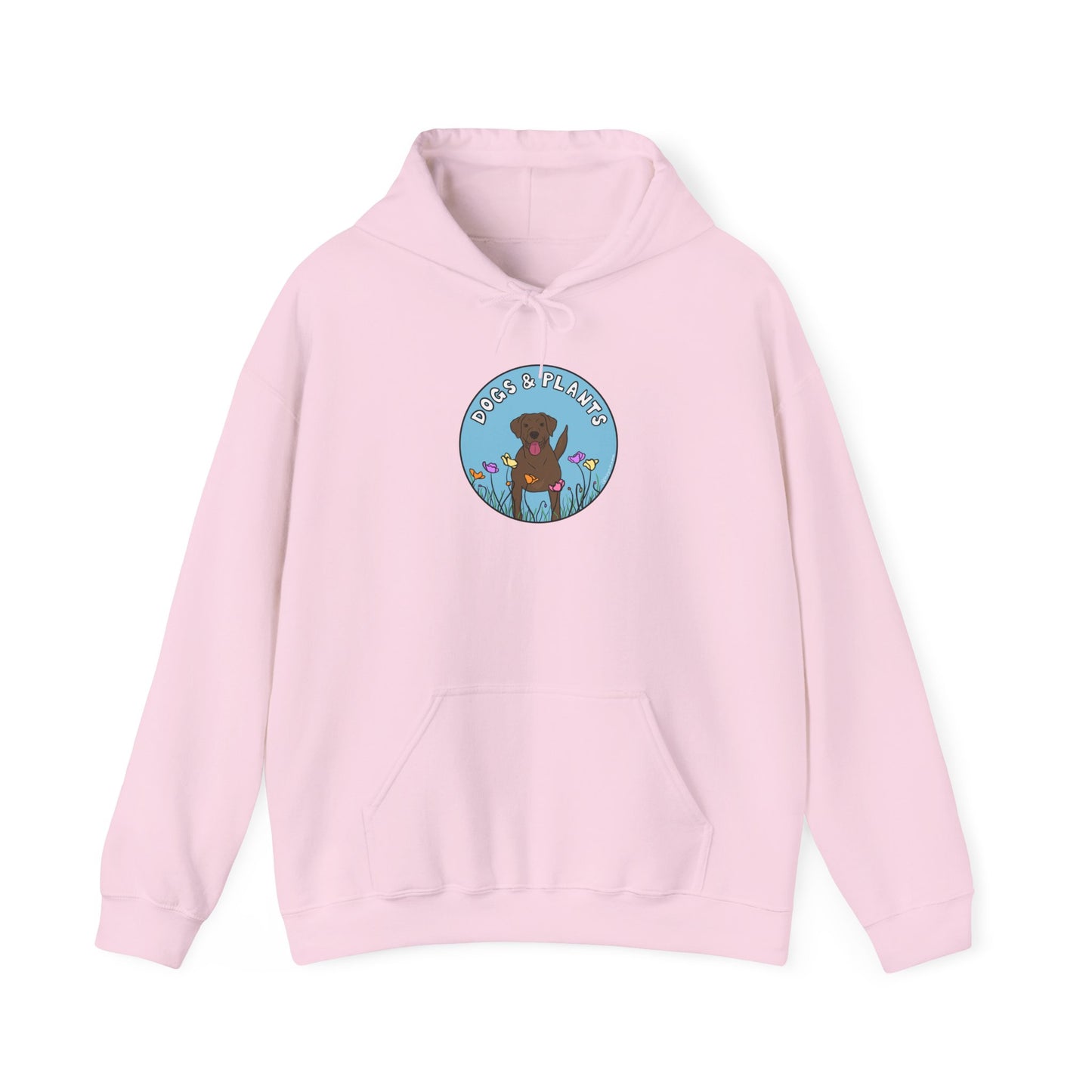 Dogs & Plants Hoodie for Brown Lab & Plant Lovers - Light Pink