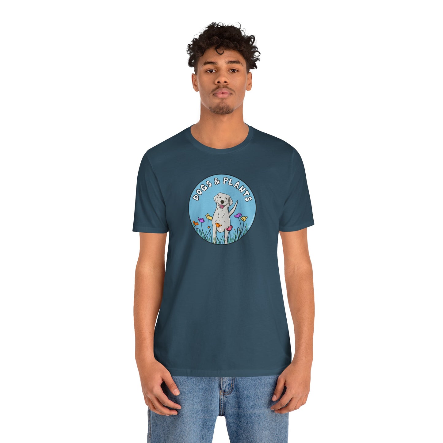 Dogs & Plants T-Shirt for White Labrador & Plant Lovers - White, Natural, Teal, Black