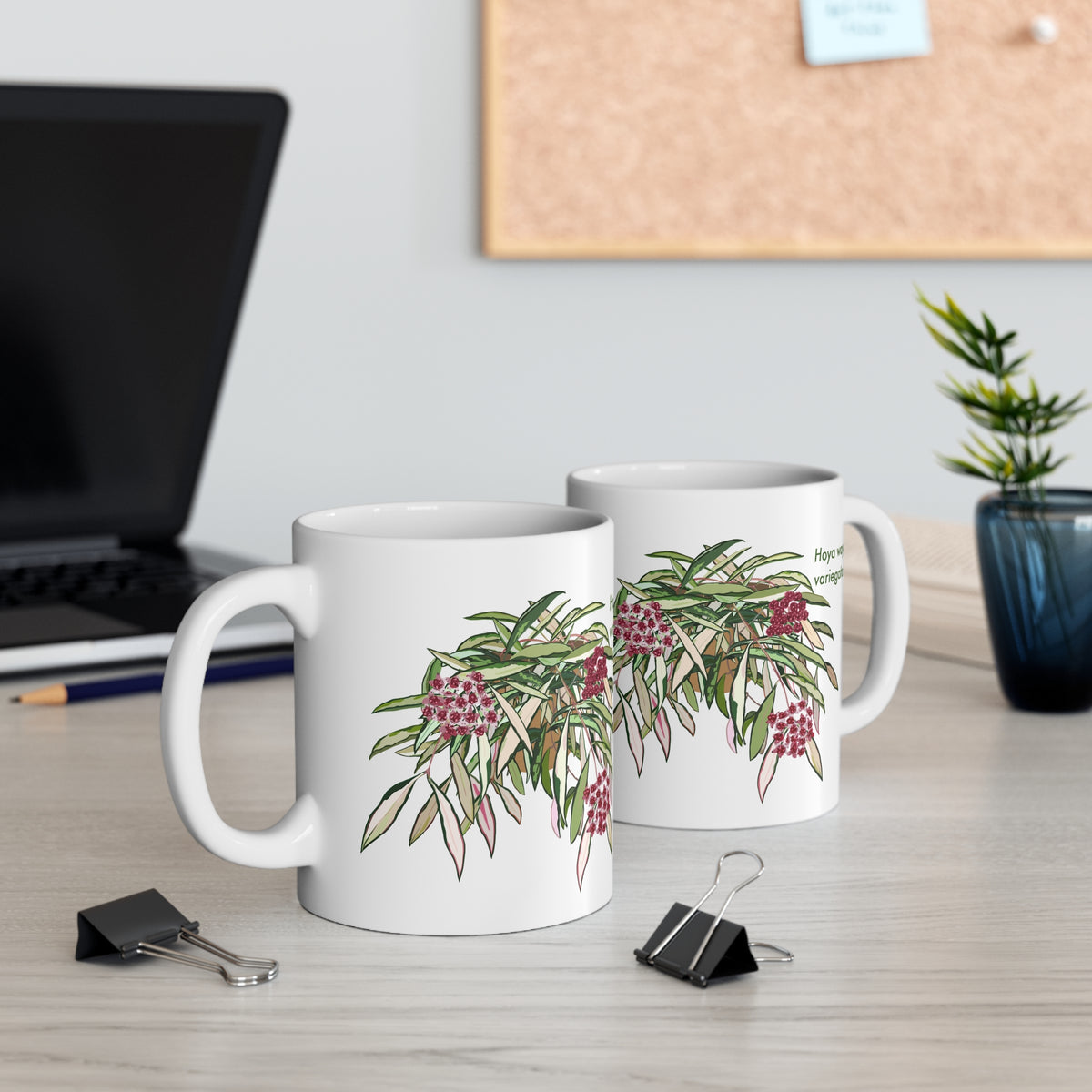 Blooming Hoya Wayettii Plant Lover Mug - White