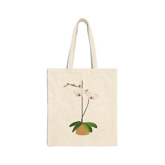 White Orchid Plant and Flower Lover Canvas Tote Bag