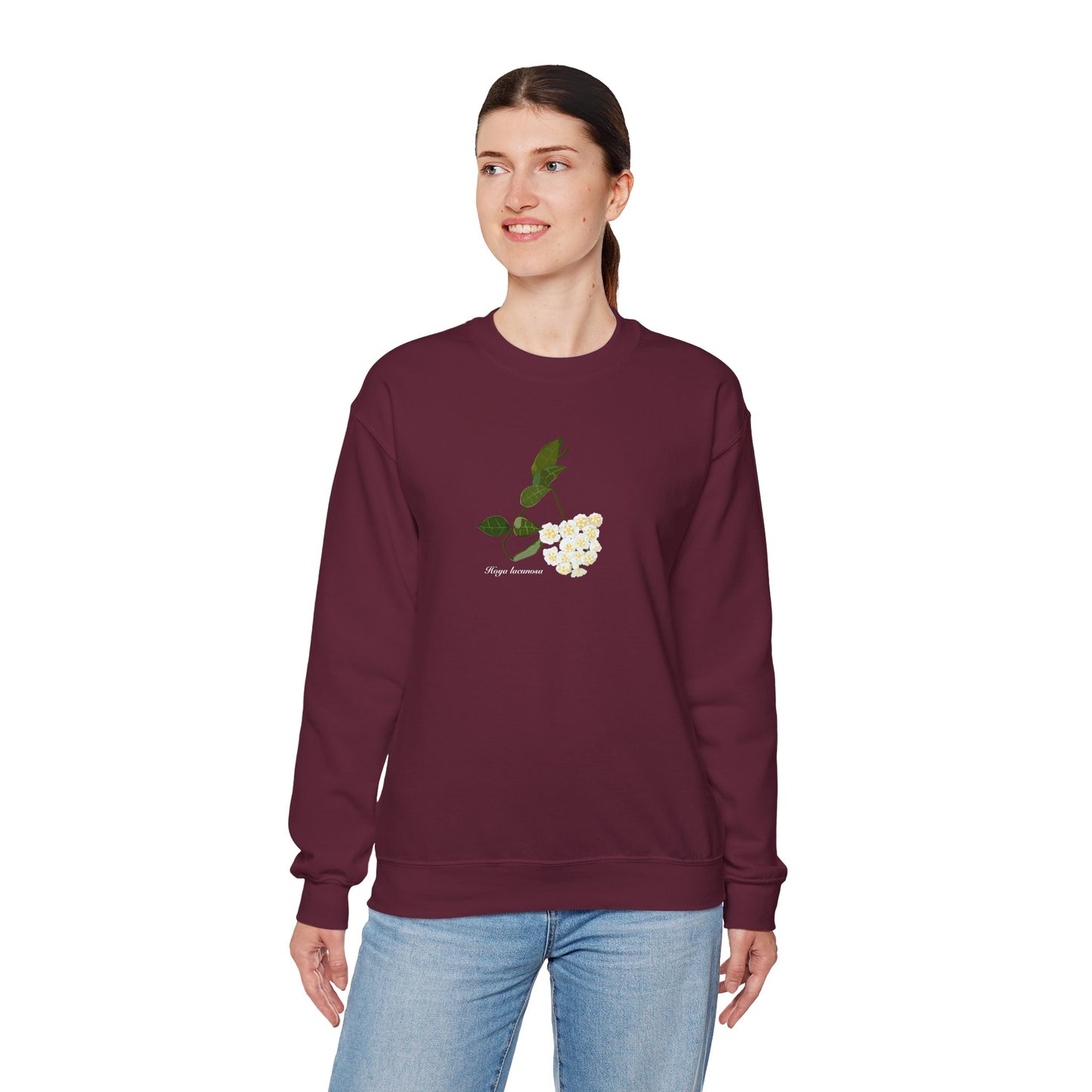 Hoya Lacunosa in Bloom Plant Lover Crewneck Sweatshirt - Maroon