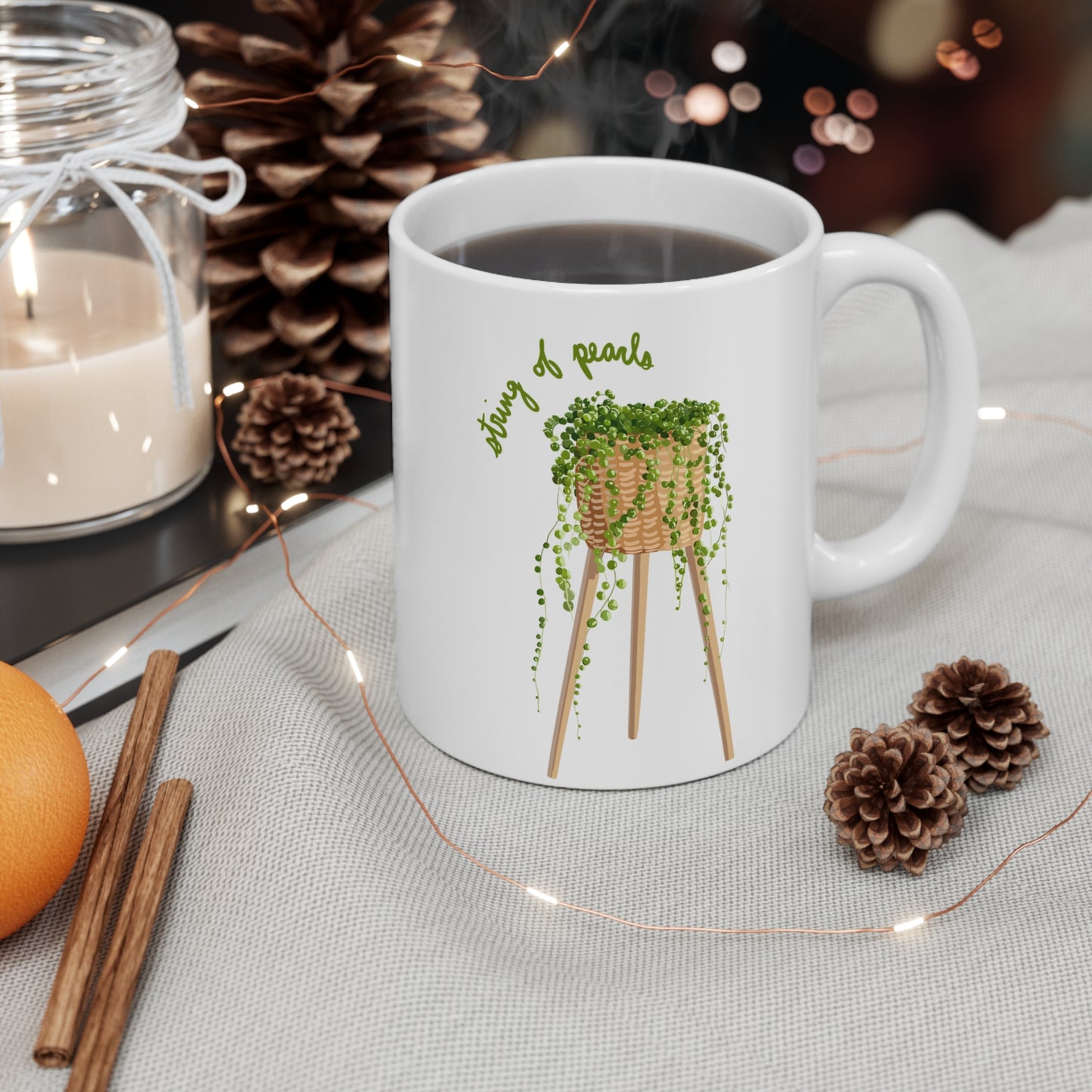 String of Pearls Plant Lover Mug - White