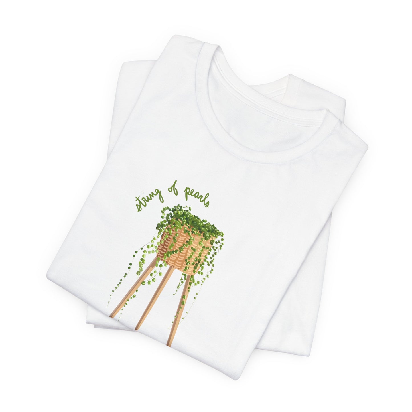 String of Pearls Succulent Plant Lover T-Shirt - White, Natural, Black