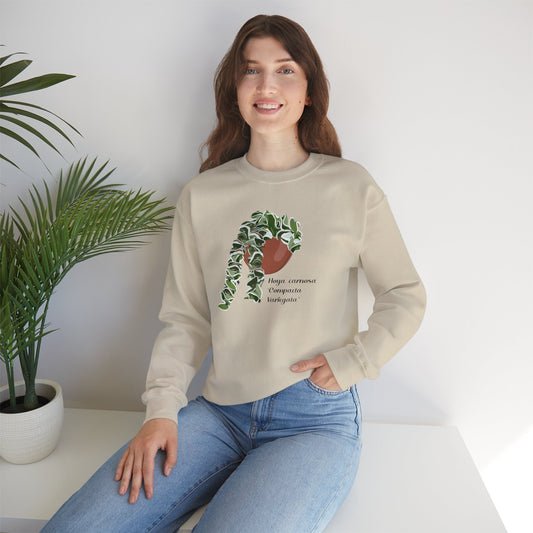 Hoya Carnosa 'Compacta Variegata' Plant Lover Crewneck Sweatshirt - Beige