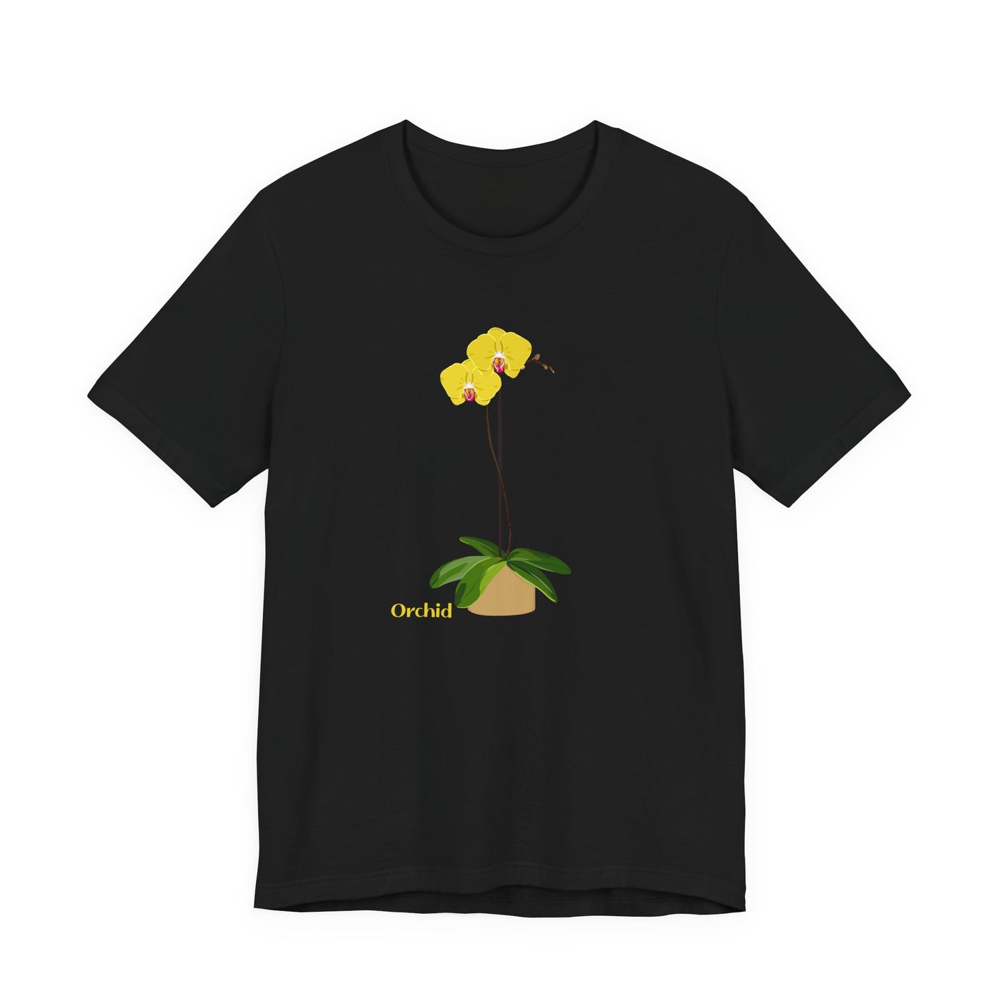 Yellow Orchid T-Shirt for Plant and Flower Lovers - White, Natural, Black, Sage