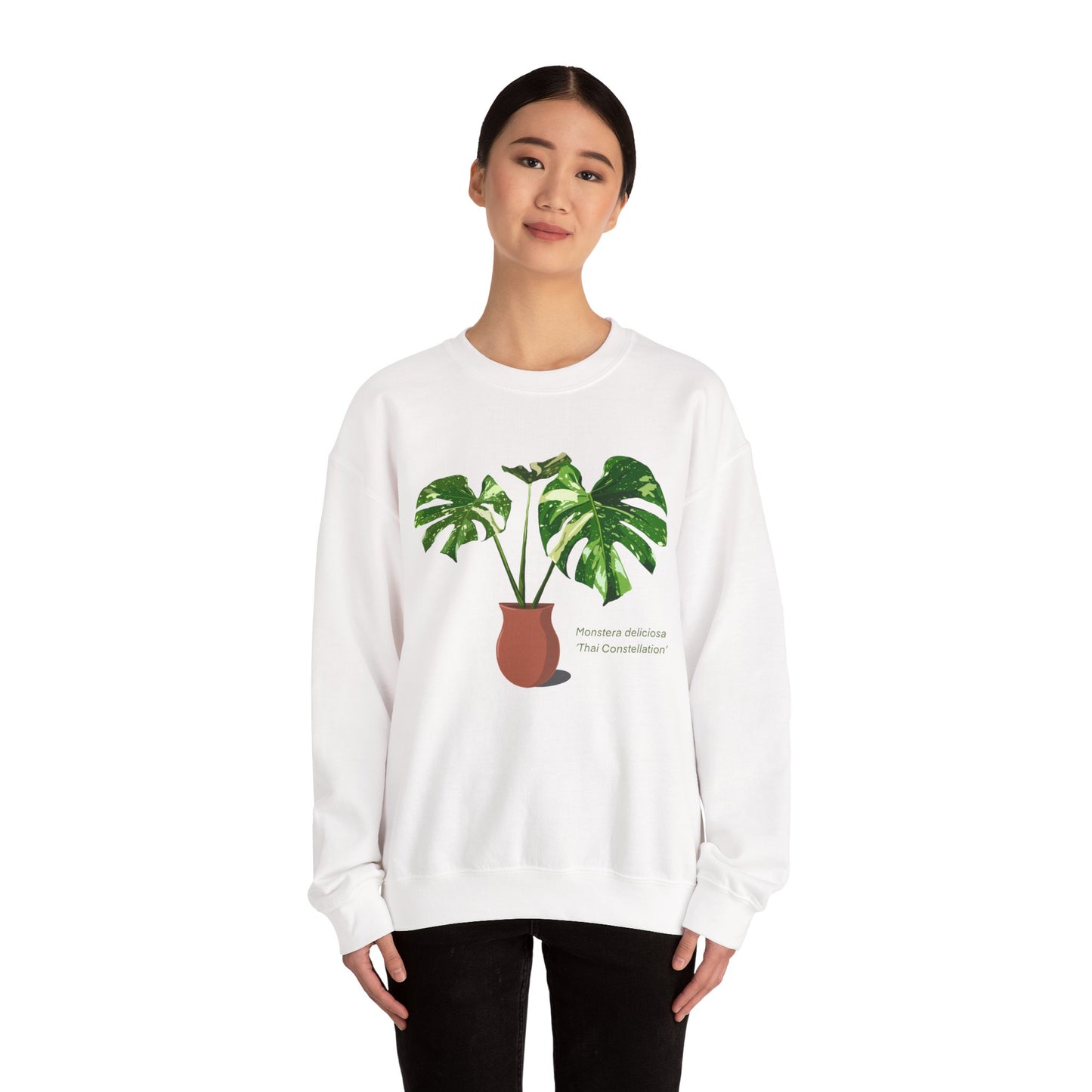 Monstera Deliciosa Thai Constellation Plant Lover Crewneck Sweatshirt