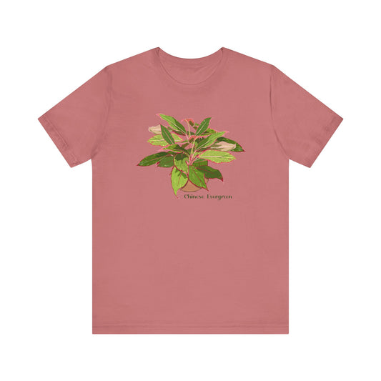 Chinese Evergreen T-Shirt for Plant Lovers - White, Black, Mauve, Tan or Sage