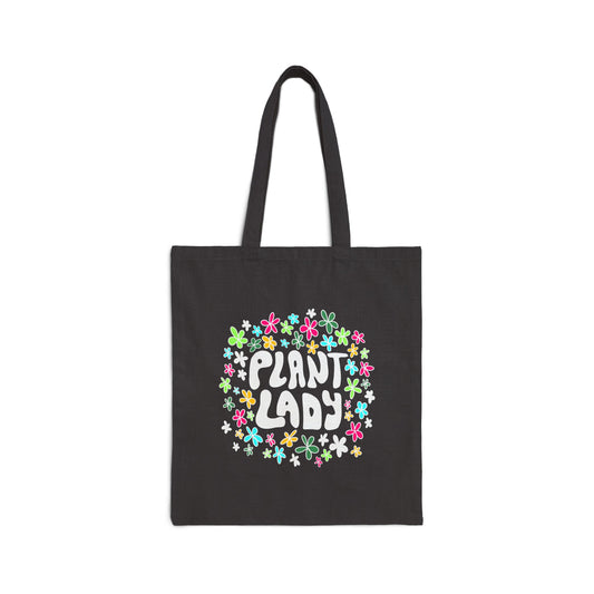 Plant Lady Canvas Tote Bag - Black