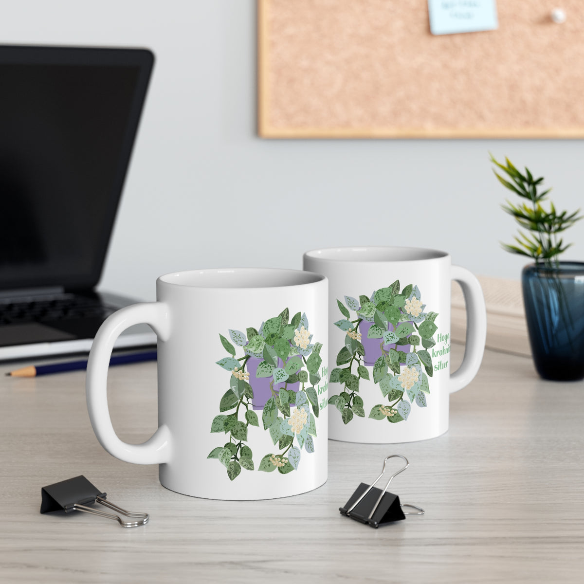 Blooming Hoya Krohniana Silver Plant Lover Mug - White