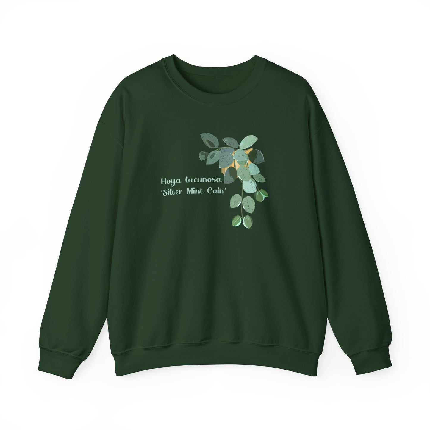 Hoya Lacuosa 'Silver Mint Coin' Plant Lover Crewneck Sweatshirt - Forest Green