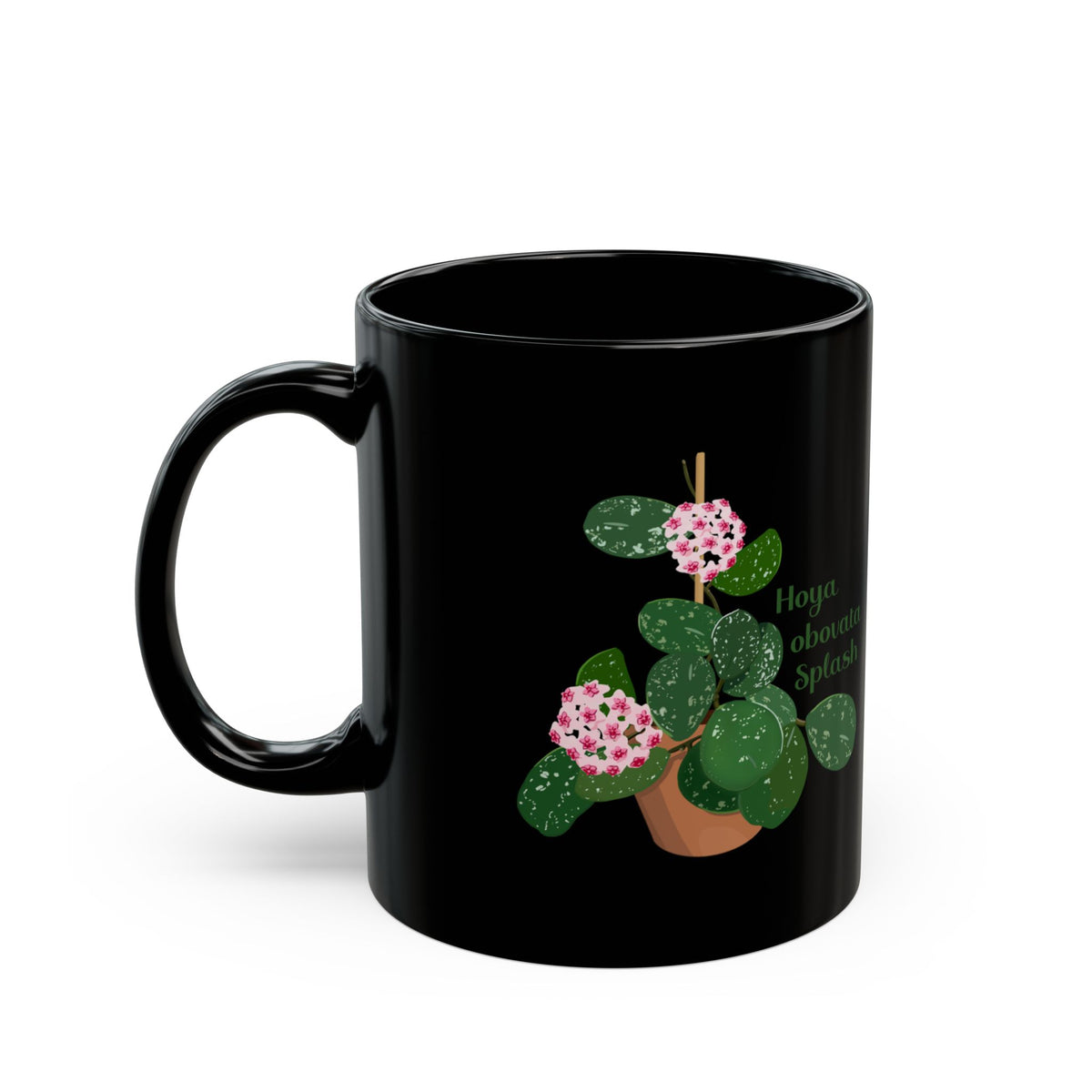 Blooming Hoya Obovata Splash Plant Lover Mug - Black