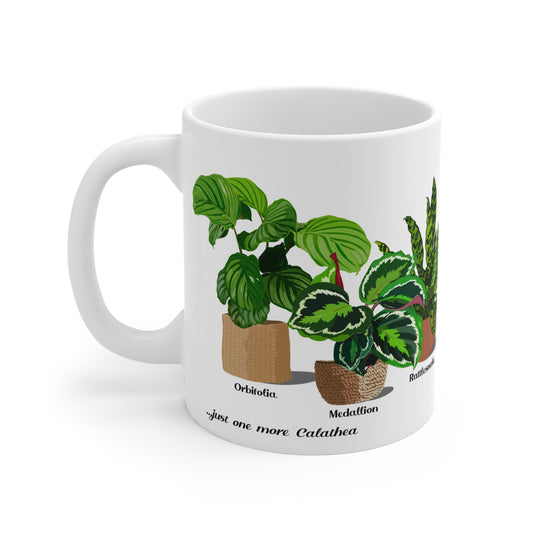 Calathea Orbifolia, Medallion and Rattlesnake Trio Plant Lover Mug - White