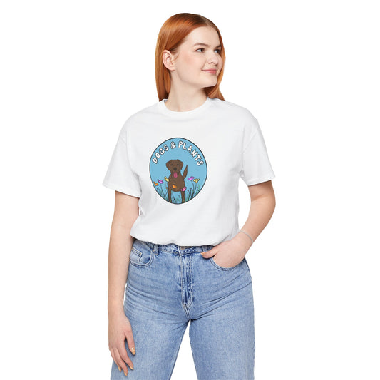 Dogs & Plants T-Shirt for Brown Lab & Plant Lovers - White