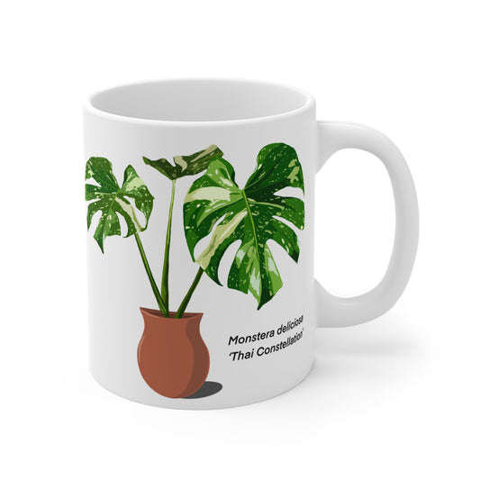 Monstera Deliciosa "Thai Constellation" Plant Lover Mug - White