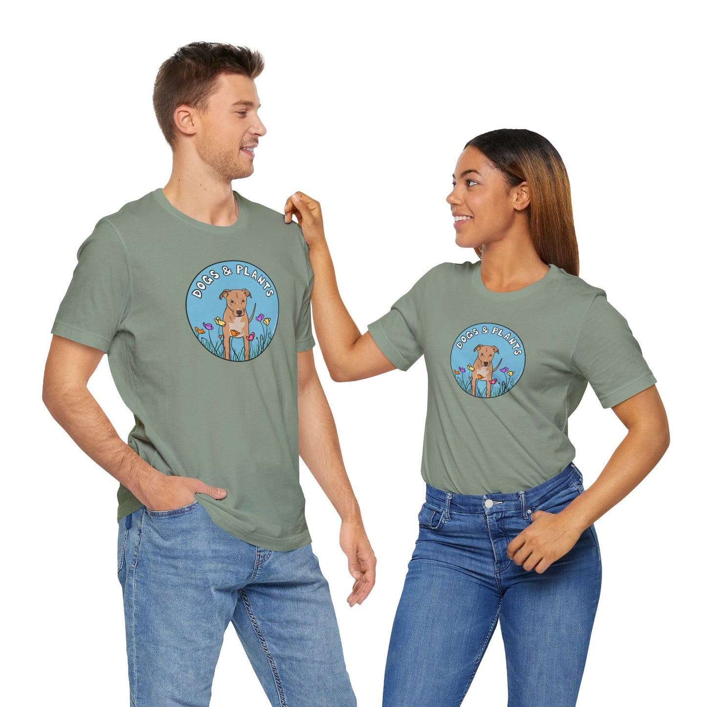 Dogs & Plants T-Shirt for Rescue Dog & Plant Lovers - Sage