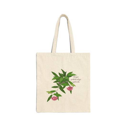 Blooming Hoya Publiclyx Splash Canvas Tote Bag | Potted Houseplant Illustration, Plant Lover Tote