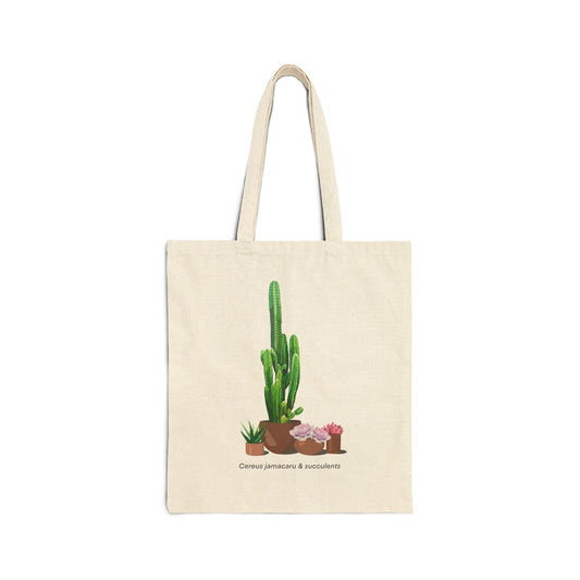 Cactus Jamacaru & Succulents Canvas Tote Bag