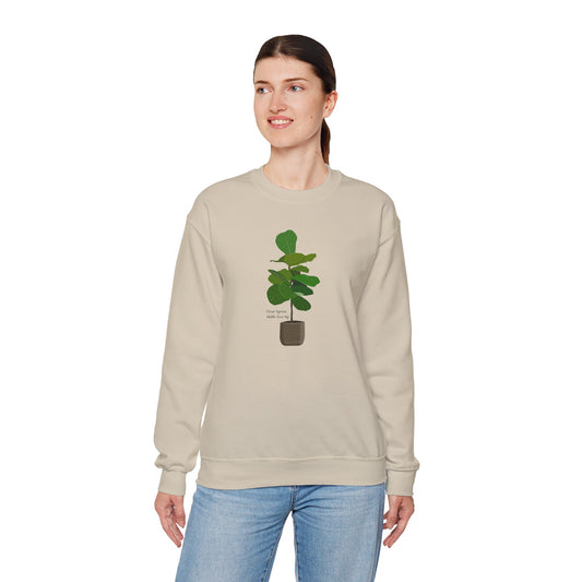 Ficus Lyrata 'Fiddle Leaf Fig' Plant Lover Crewneck Sweatshirt - Beige