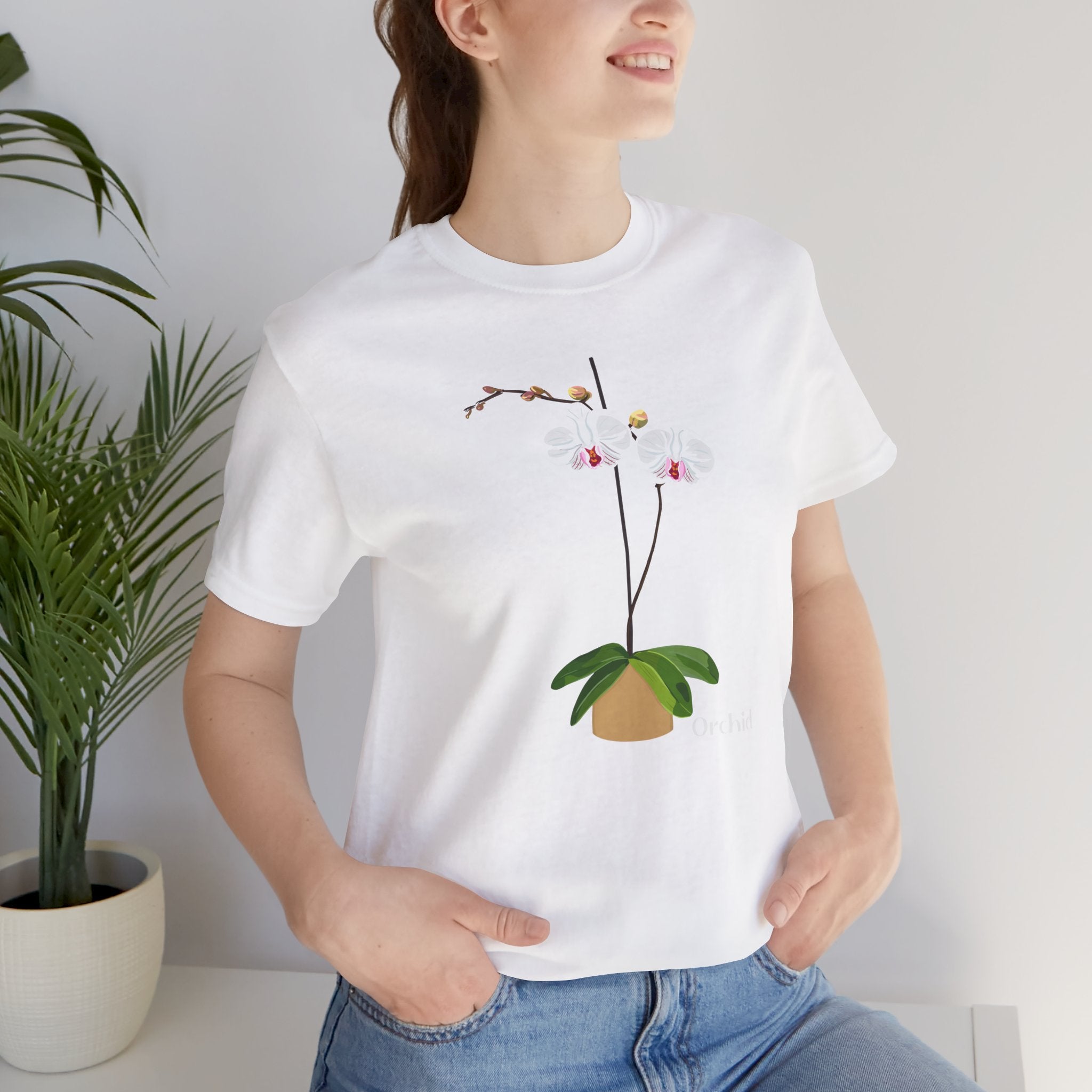 White Orchid T-Shirt for Plant and Flower Lovers - White, Natural