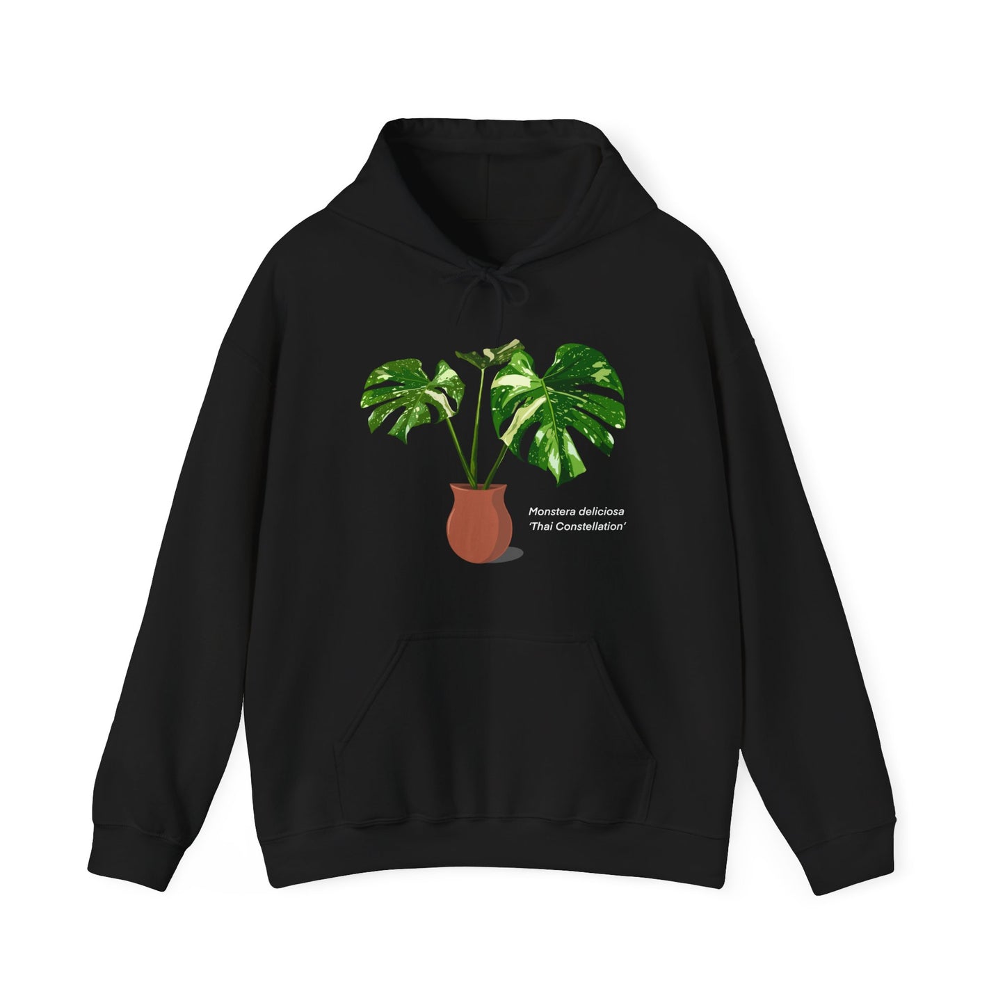 Monstera Deliciosa 'Thai Constellation' Plant Hoodie - Black