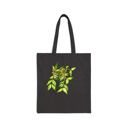 Hoya Polyneura Inner Variegated Canvas Tote Bag - Black