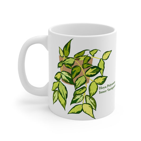 Hoya Polyneura Inner Variegated Plant Lover Mug - White