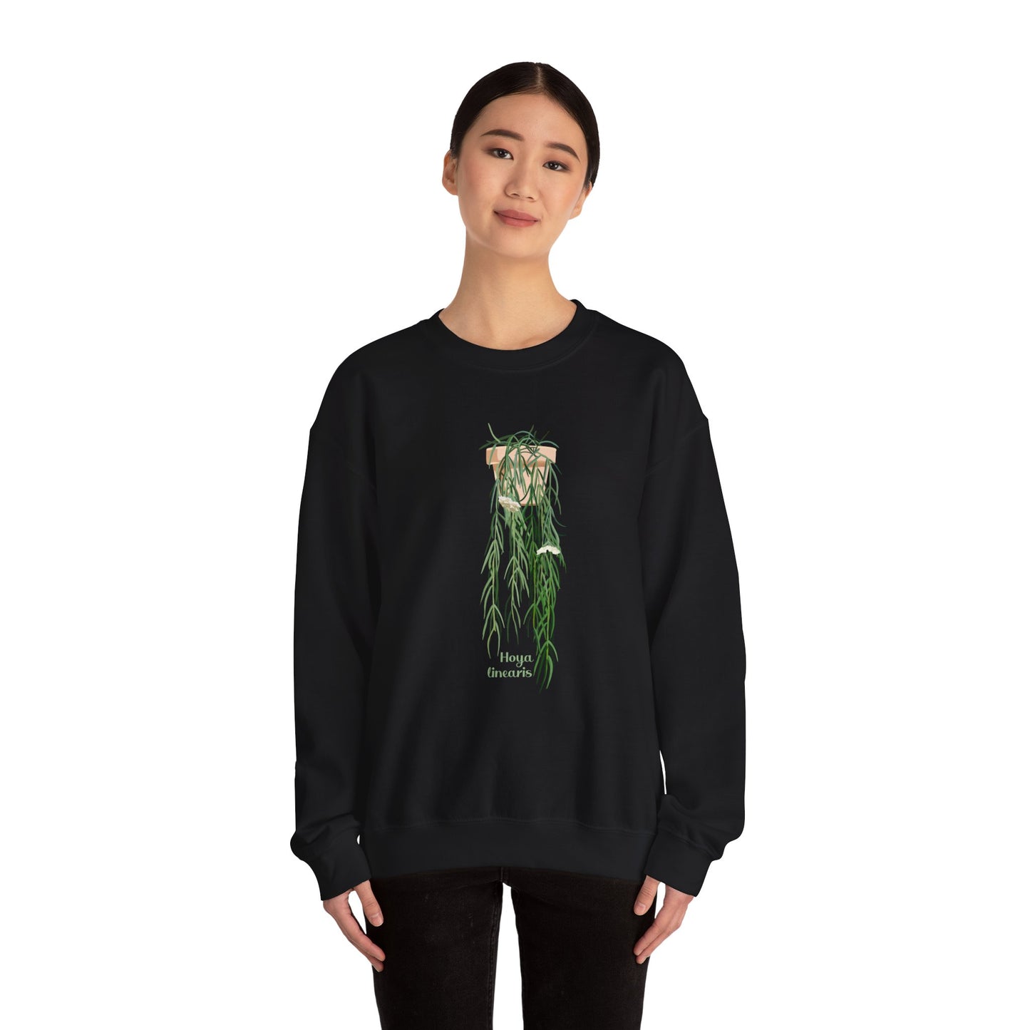 Hoya Linearis Plant Lover Crewneck Sweatshirt - Black