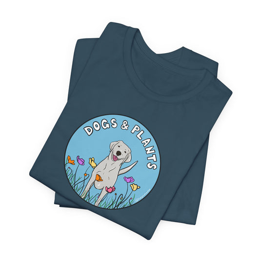 Dogs & Plants T-Shirt for White Labrador & Plant Lovers - White, Natural, Teal, Black