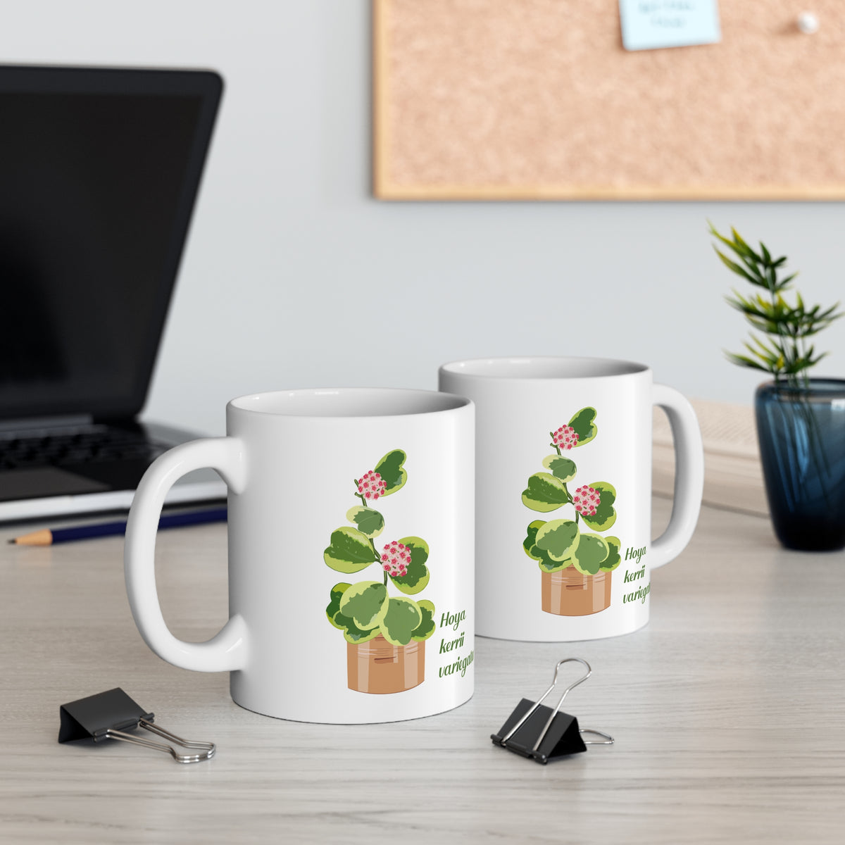 Blooming Hoya Kerrii Variegata Plant Lover Mug - White