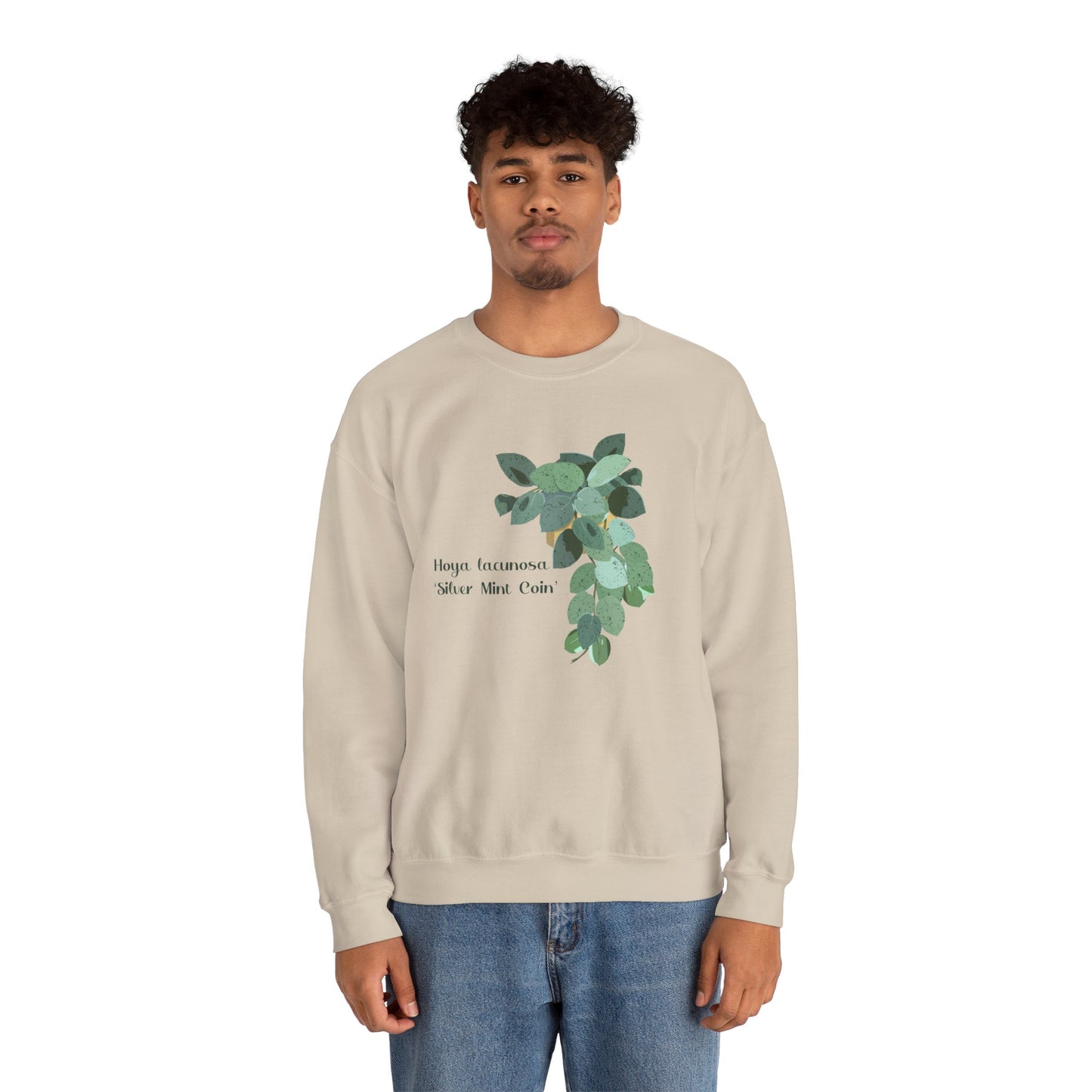 Hoya Lacunosa 'Silver Mint Coin' Plant Lover Crewneck Sweatshirt - Beige