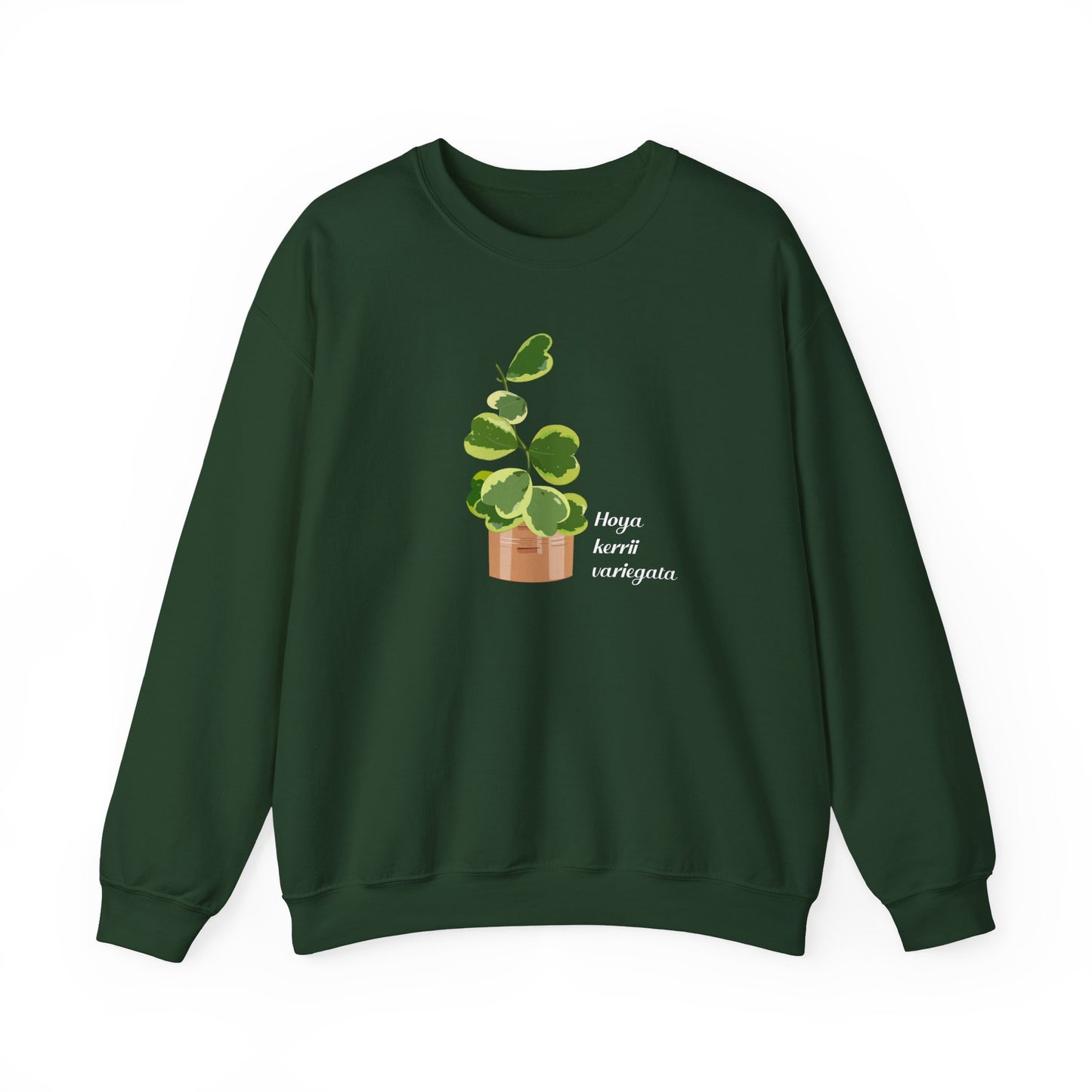 Hoya Kerrii Variegata Plant Lover Crewneck Sweatshirt - Forest Green