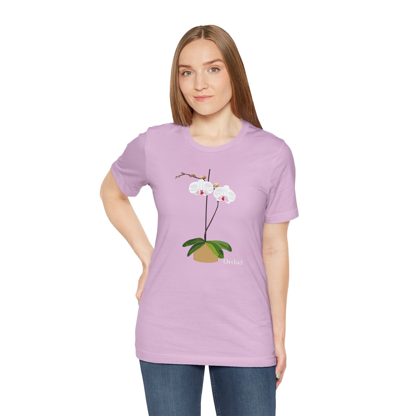 White Orchid T-Shirt for Plant and Flower Lovers - White, Natural, Black, Lilac